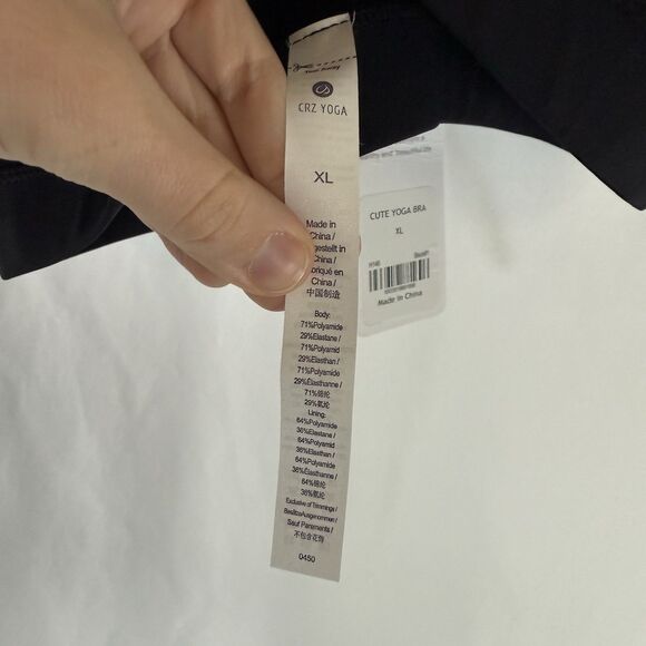 New Crz Yoga Sports Bra Women's XL Black Cross Strappy Pullover Padded - Picture 3 of 7